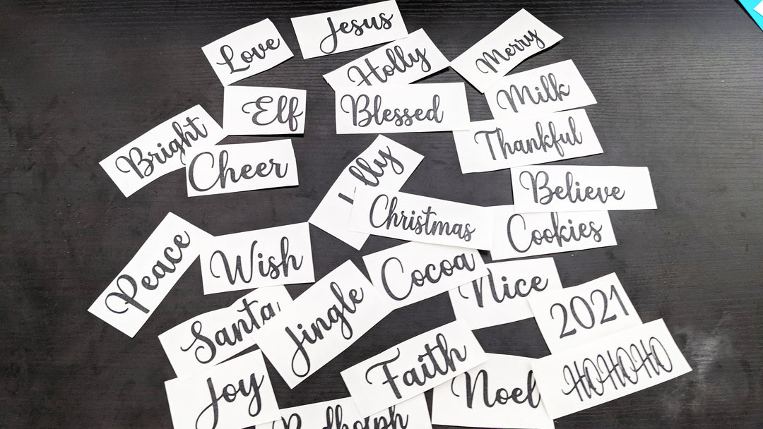 Christmas ornament vinyl decal set,Christmas words decal bundle,26 xmas word bundle