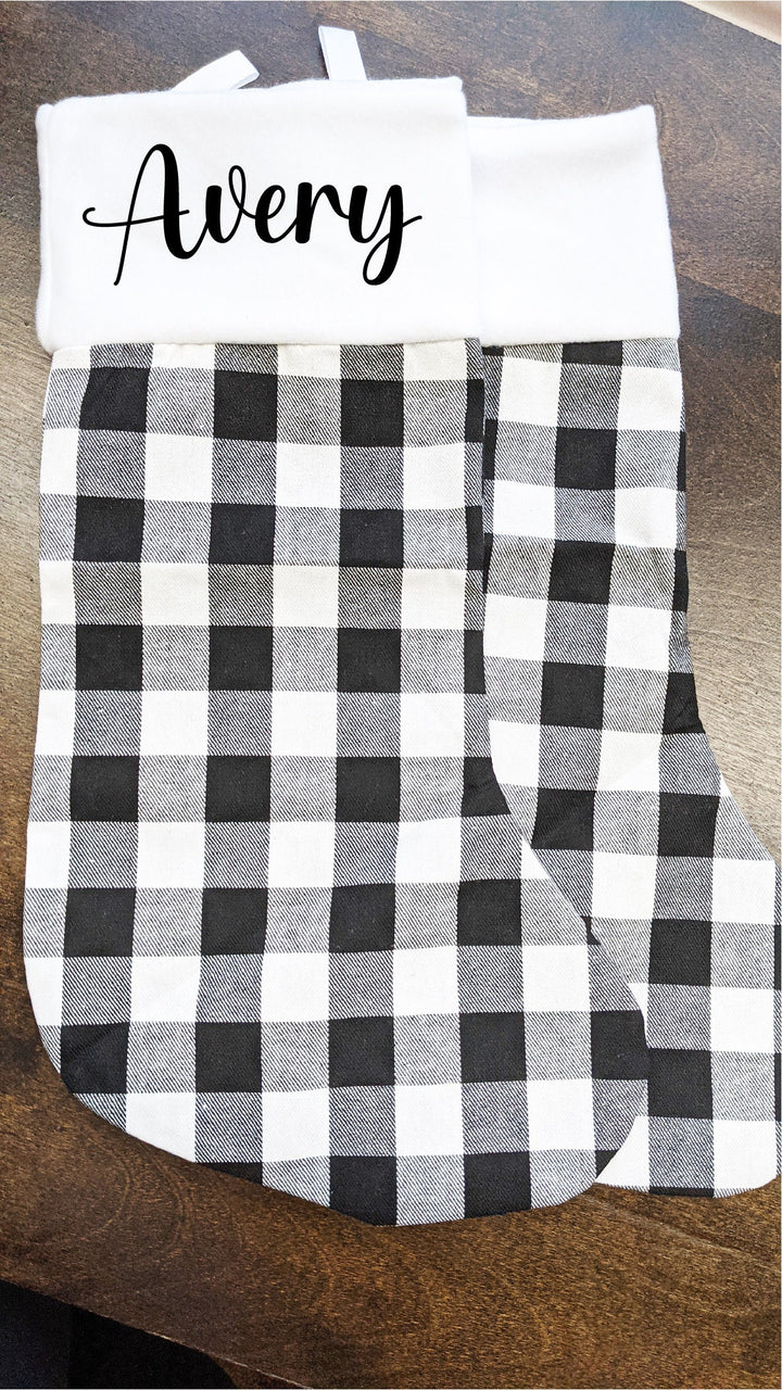 Personalized Buffalo Plaid Christmas Stockings with Name