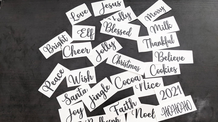 Christmas Ornament Vinyl Decal Set - 26 Word Bundle