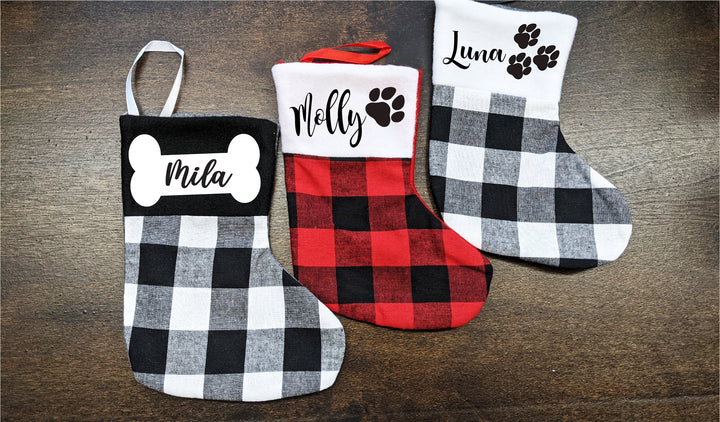 Personalized pet Christmas Stockings with paw/bone Small Dog Christmas stockings Mini Cat stockings Custom pet Mini small Holiday stockings