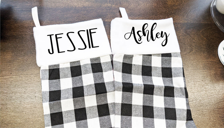 Personalized Buffalo Plaid&nbsp;Christmas Stockings with name | Custom Name Christmas&nbsp;family stockings