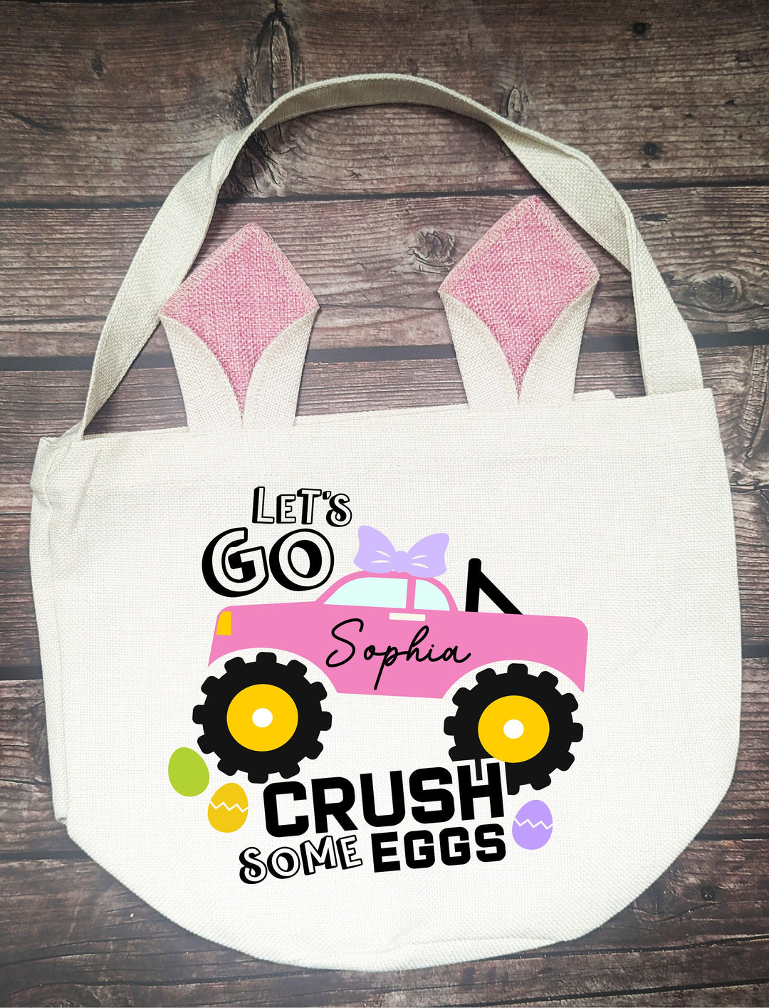 Custom Easter Basket with Monster Truck | Personalized Kids Bags