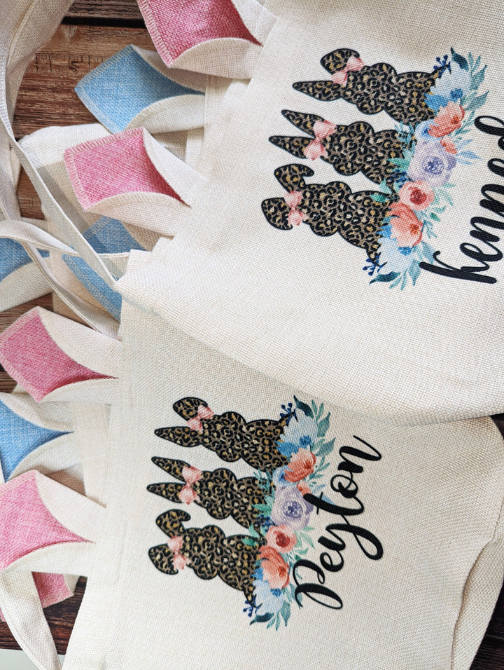 Personalized Kids Easter Basket Bunny Egg Hunt Bag