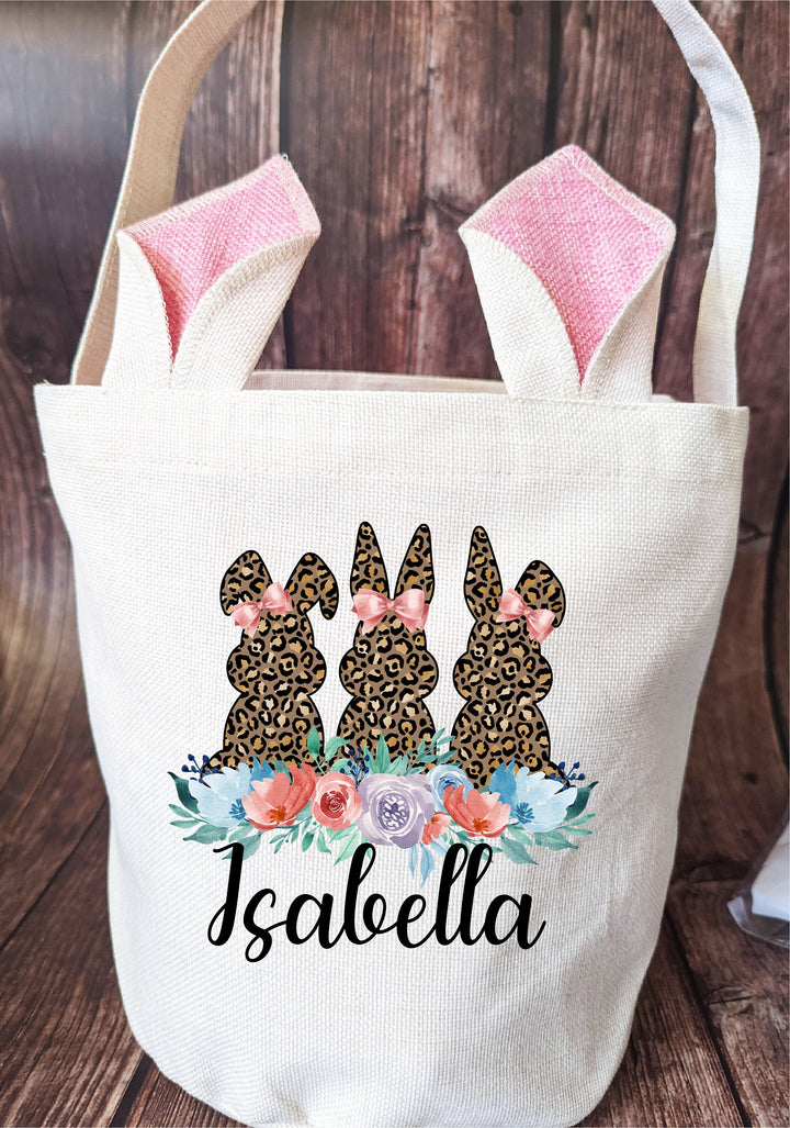 Personalized Kids Easter Basket Bunny Egg Hunt Bag