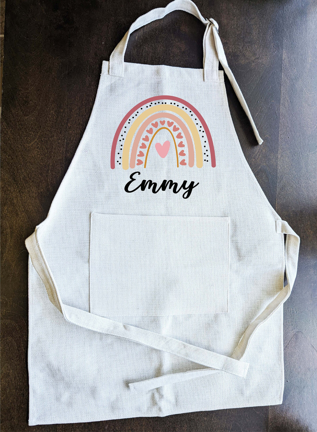 Personalized Rainbow kids apron | Custom kids name apron with pocket and adjustable Strap | Toddler Kids Personalized Baking apron Gift