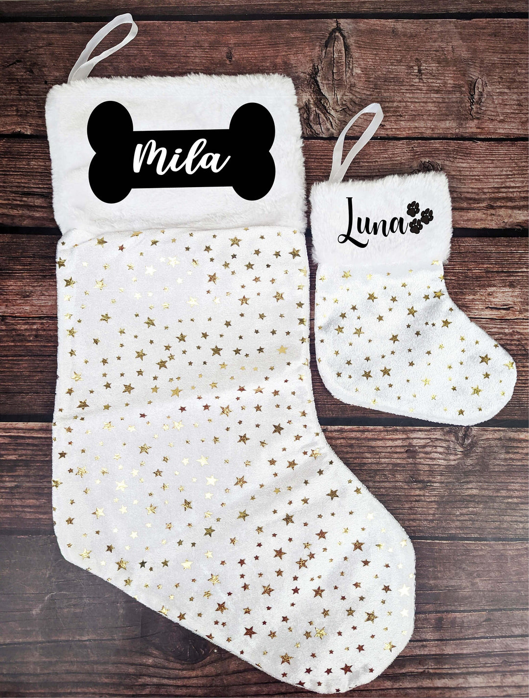 Personalized Dog Christmas Stockings with Paw Bone Mini Pet Stockings