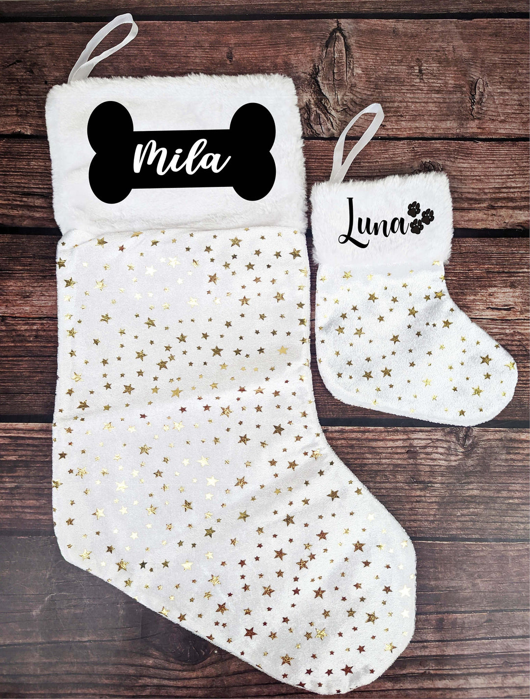 Personalized Dog Christmas Stockings with Paw Bone Mini Pet Stockings