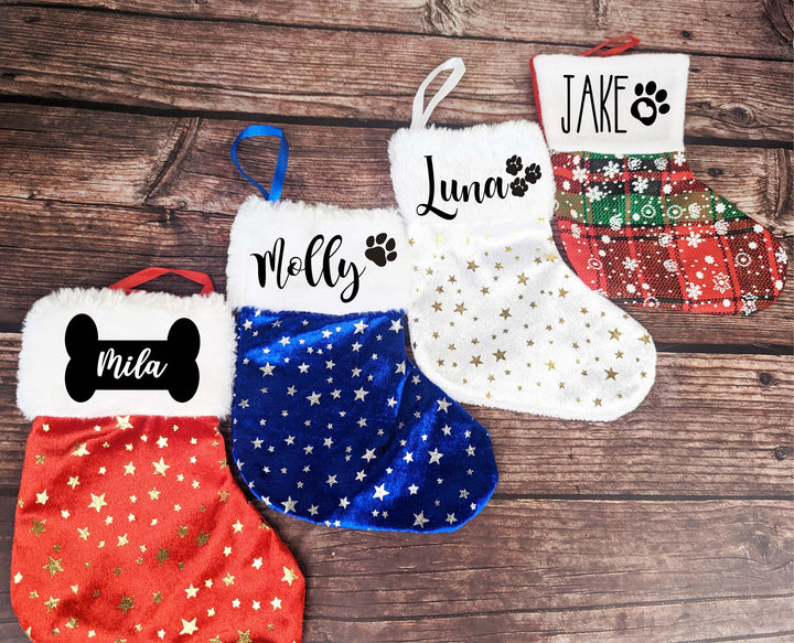 Personalized Dog Christmas Stockings with Paw Bone Mini Pet Stockings