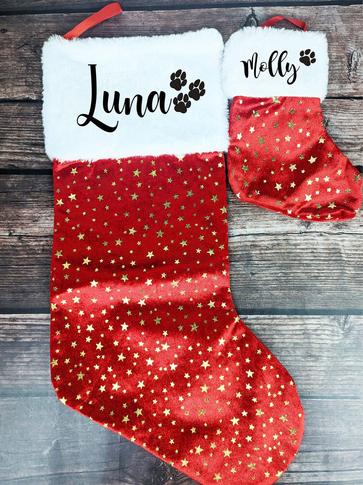 Personalized Dog Christmas Stockings with Paw Bone Mini Pet Stockings