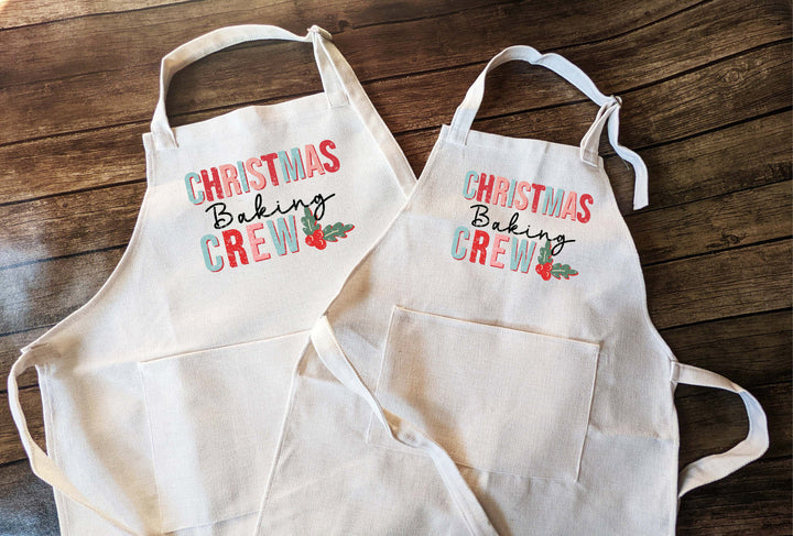 Christmas Baking Crew Aprons Adult and Kids Matching Set