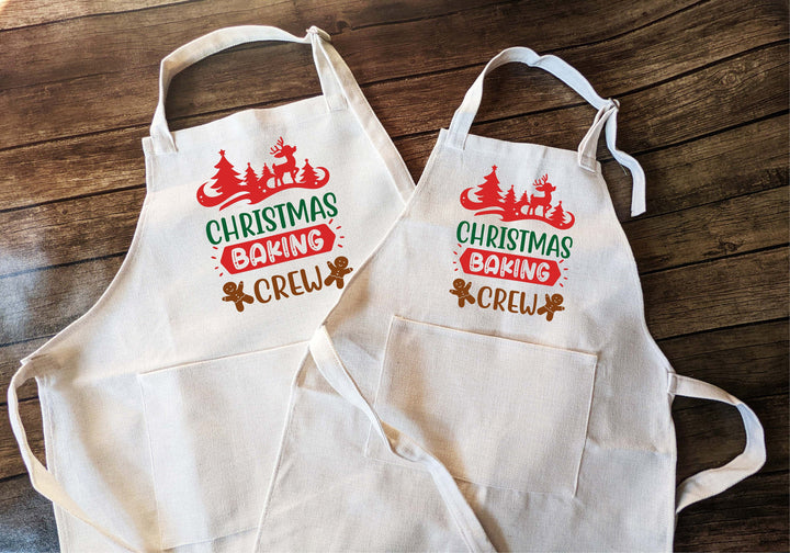 Christmas Baking Crew Aprons Adult Kids Mommy Daughter Matching