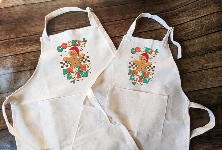 Cookie Baking crew Christmas aprons Adult and kids Holiday Mom Kids cookie baking crew apron Holiday Family matching apron set baking crew