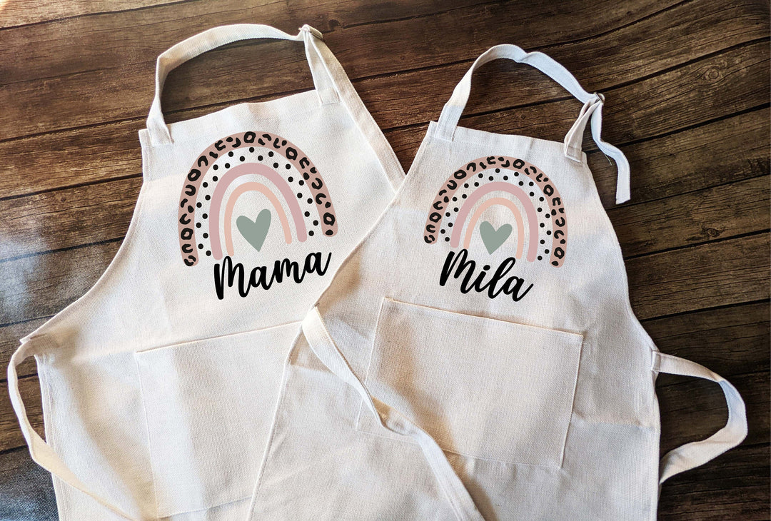 Personalized Adult & Kids Matching Baking Aprons Family Set