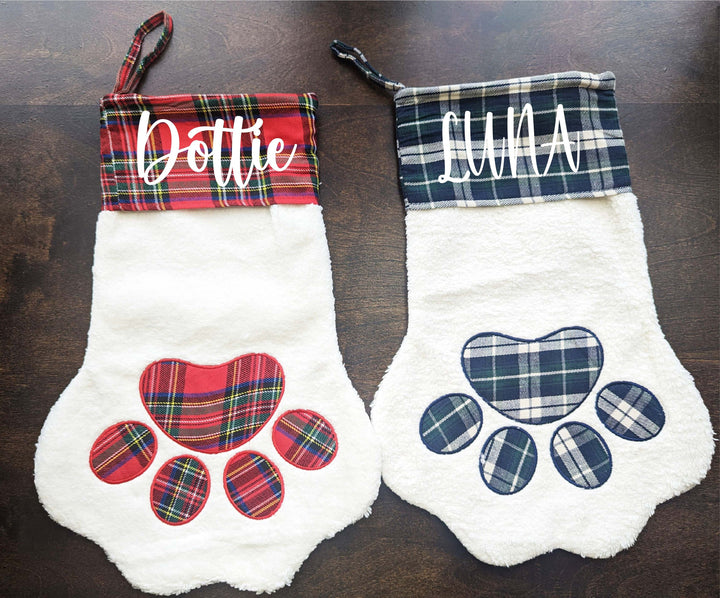 Personalized Paw-shaped Christmas Pet Stockings | Dog Paw stockings | Cat Paw Stockings | Custom Pet stockings | Holiday Pet fur stockings