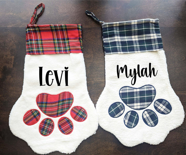 Personalized Dog Christmas Stockings with Paw Shaped Design