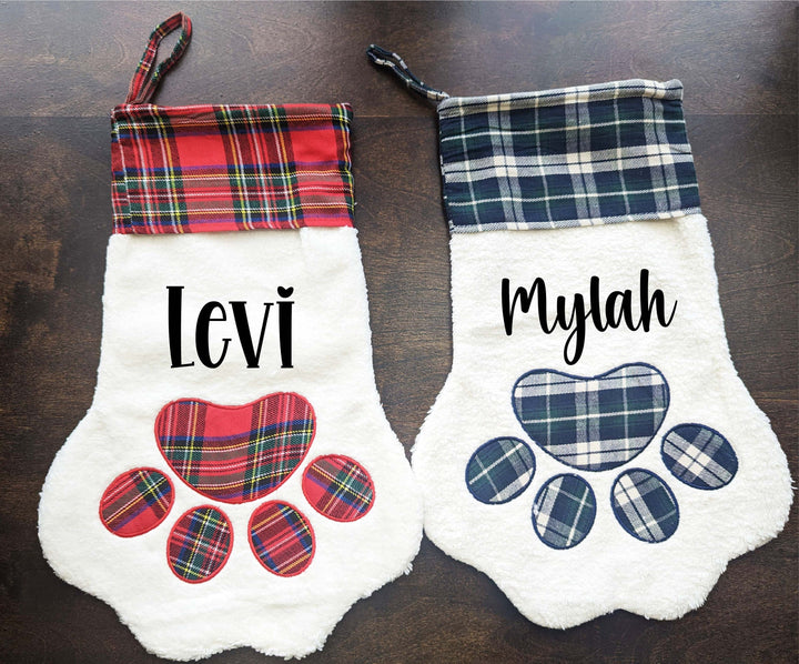 Personalized Dog Christmas Stockings with Paw Shaped Design