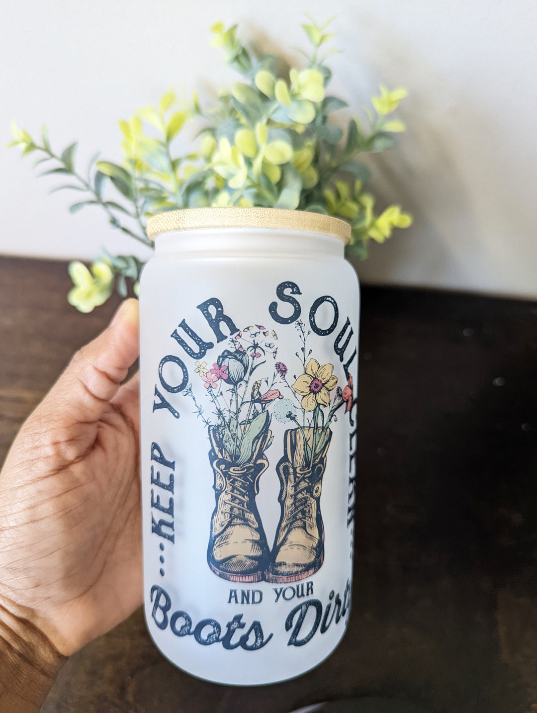 keep your soul clean and Your Boots Dirty iced coffee cup glass can Iced coffee western coffee tumbler with lid and straw Iced coffee cups