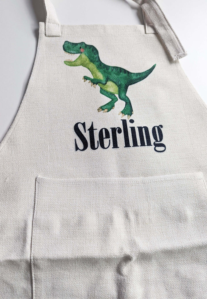 Personalized Boys Dinosaur kids apron with Pocket and adjustable strap | Custom kids apron | Toddler Kids Personalized Baking apron Gift