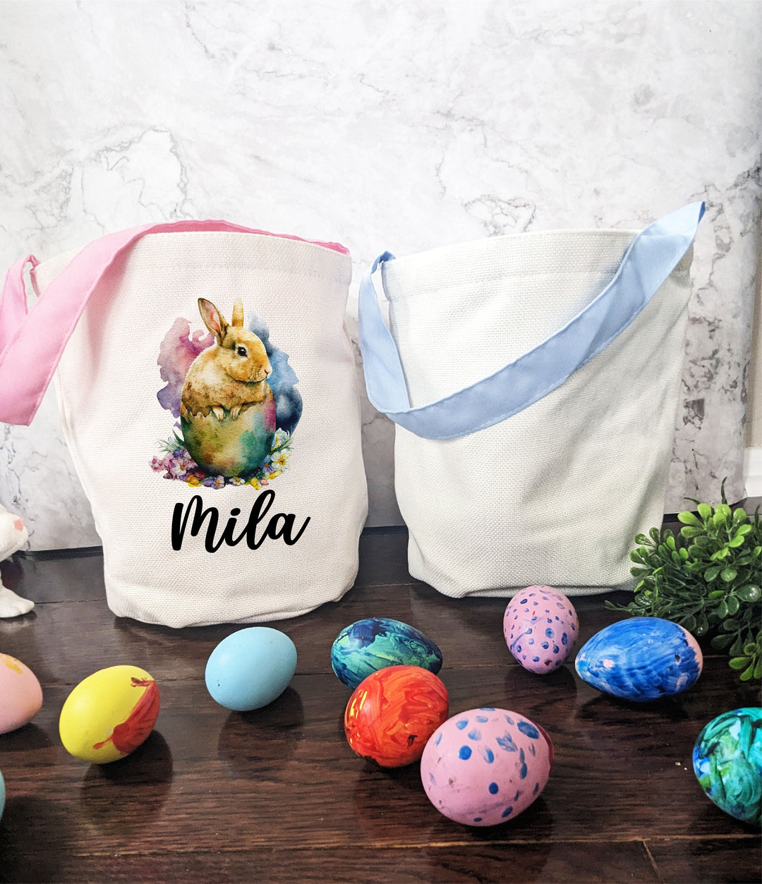 Personalized Easter Basket for Kids Custom Egg Hunt Bag