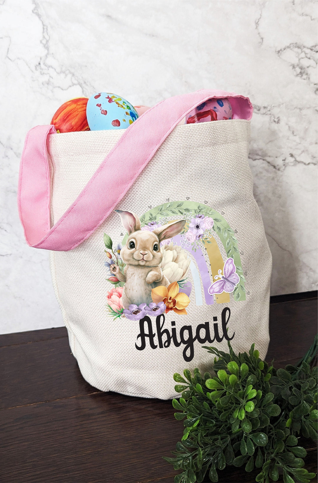 Personalized Easter Basket Kids Custom Name Egg Hunt Bag