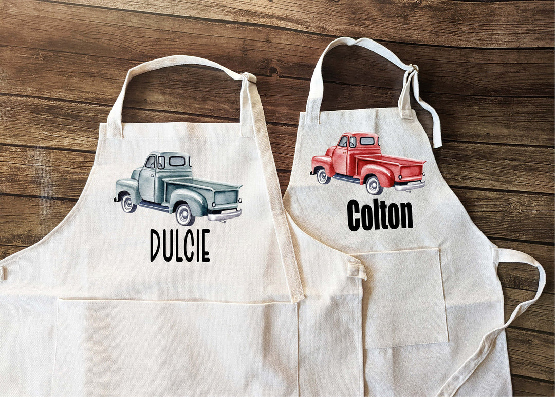 personalized apron with pockets| Custom truck boys baking apron | Personalized baking apron | Boys cooking apron | Birthday gift&nbsp;nephew