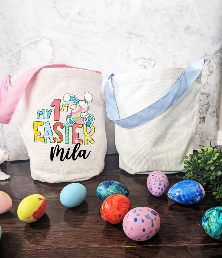 Baby's First Easter basket for kids | Easter bag for girls | Easter Basket for boys | Custom Name Easter basket for egg hunt | First Easter