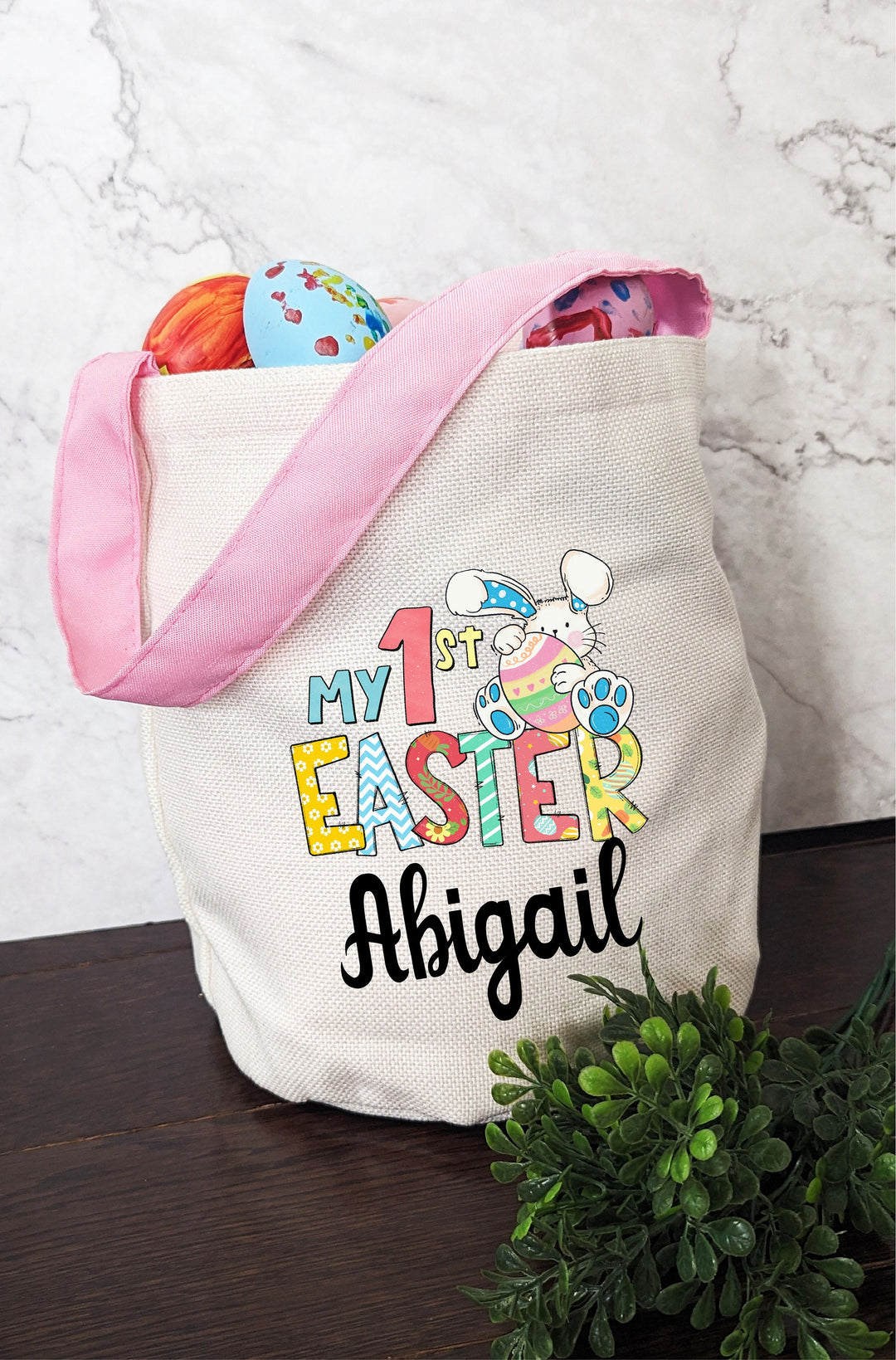 Baby's First Easter basket for kids | Easter bag for girls | Easter Basket for boys | Custom Name Easter basket for egg hunt | First Easter