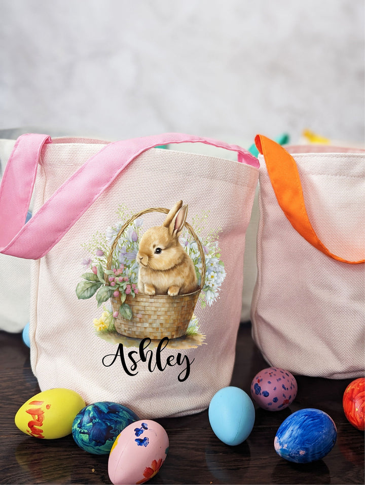 Personalized Easter Basket Kids Custom Name for Egg Hunt