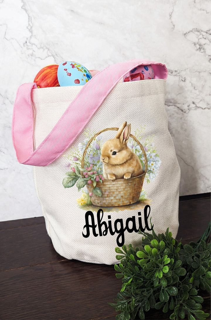 Personalized Easter Basket Kids Custom Name for Egg Hunt