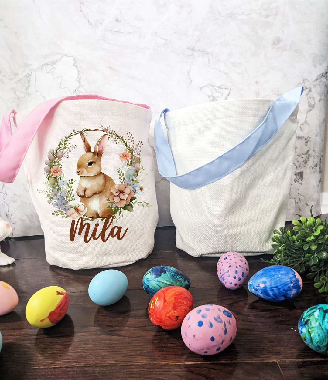 Personalized Easter Basket Kids Custom Name Baby First Easter
