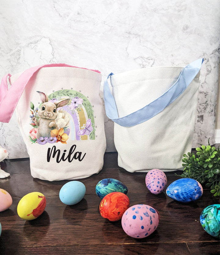 Personalized Easter Basket Kids Custom Name Egg Hunt Bag