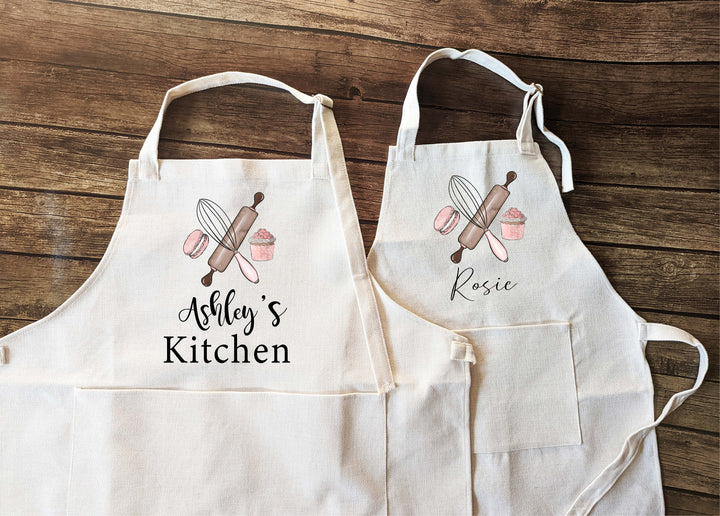 Personalized Baking Apron Set, Adult & Kids