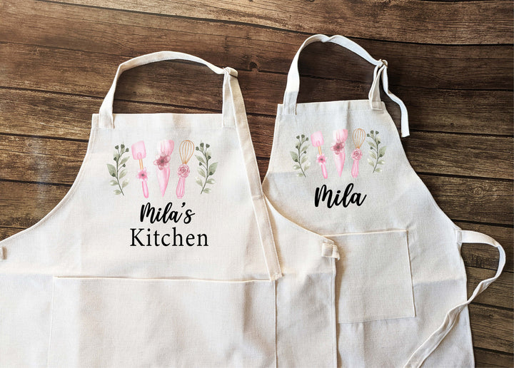 Apron Personalized kitchen Kid aprons Adult&nbsp;Mommy daughter matching baking apron&nbsp;Custom baking Cooking apron with pockets adjustable Strap