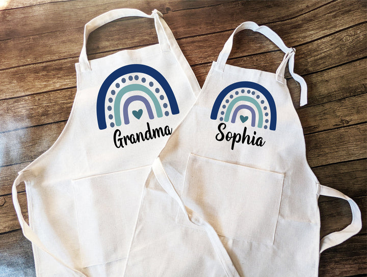 Personalized Rainbow Kid Apron with Pocket Adjustable Strap