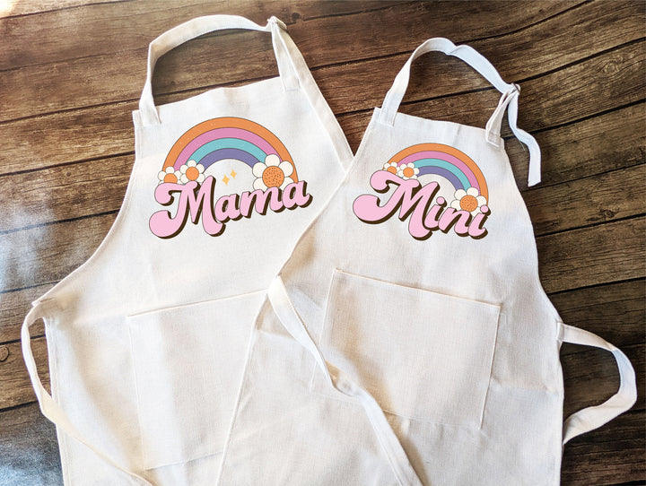 MAMA MINI Apron | Mommy daughter matching baking apron | Mom Son Matching aprons | Family matching aprons | Kitchen cooking baking aprons