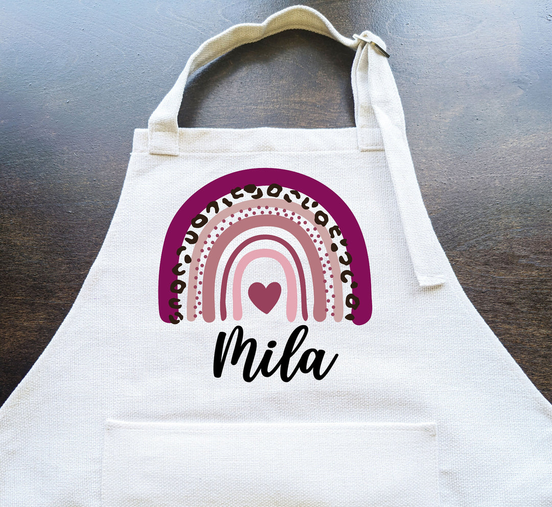 Personalized Rainbow Kids Apron | Custom Toddler Baking Gift