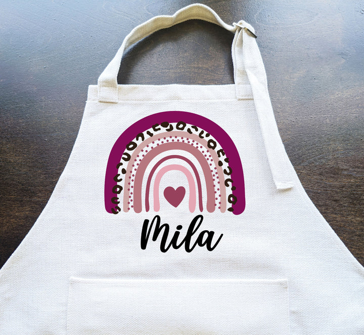 Personalized Rainbow Kids Apron | Custom Toddler Baking Gift