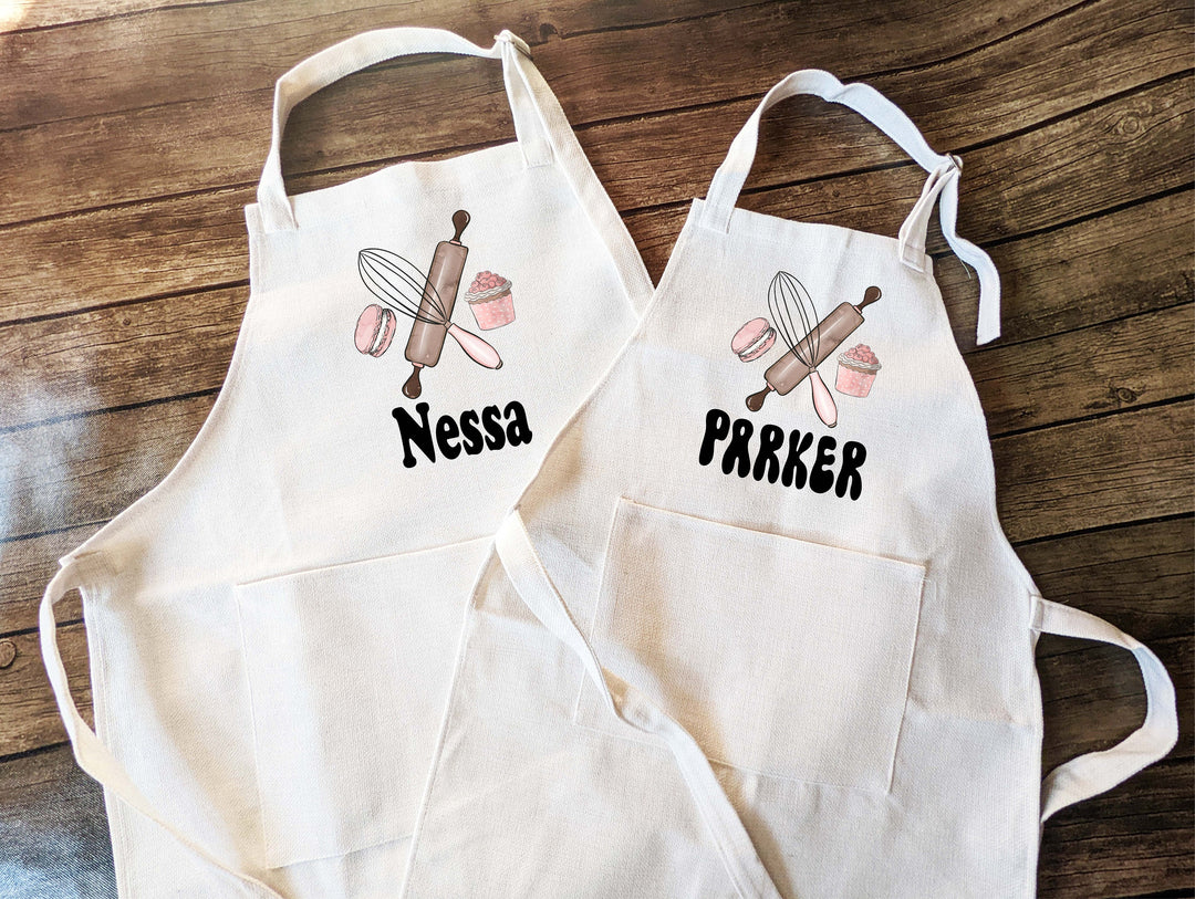 Personalized aprons Adult kids with pockets Customized baking apron&nbsp;Kids Birthday gift aprons Grandma birthday gift toddler birthday gift