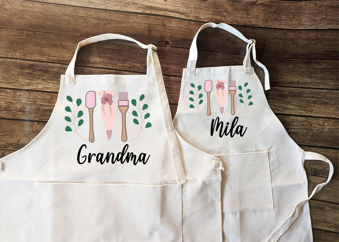 Personalized Apron for Kids Adults with Pocket Gift Set