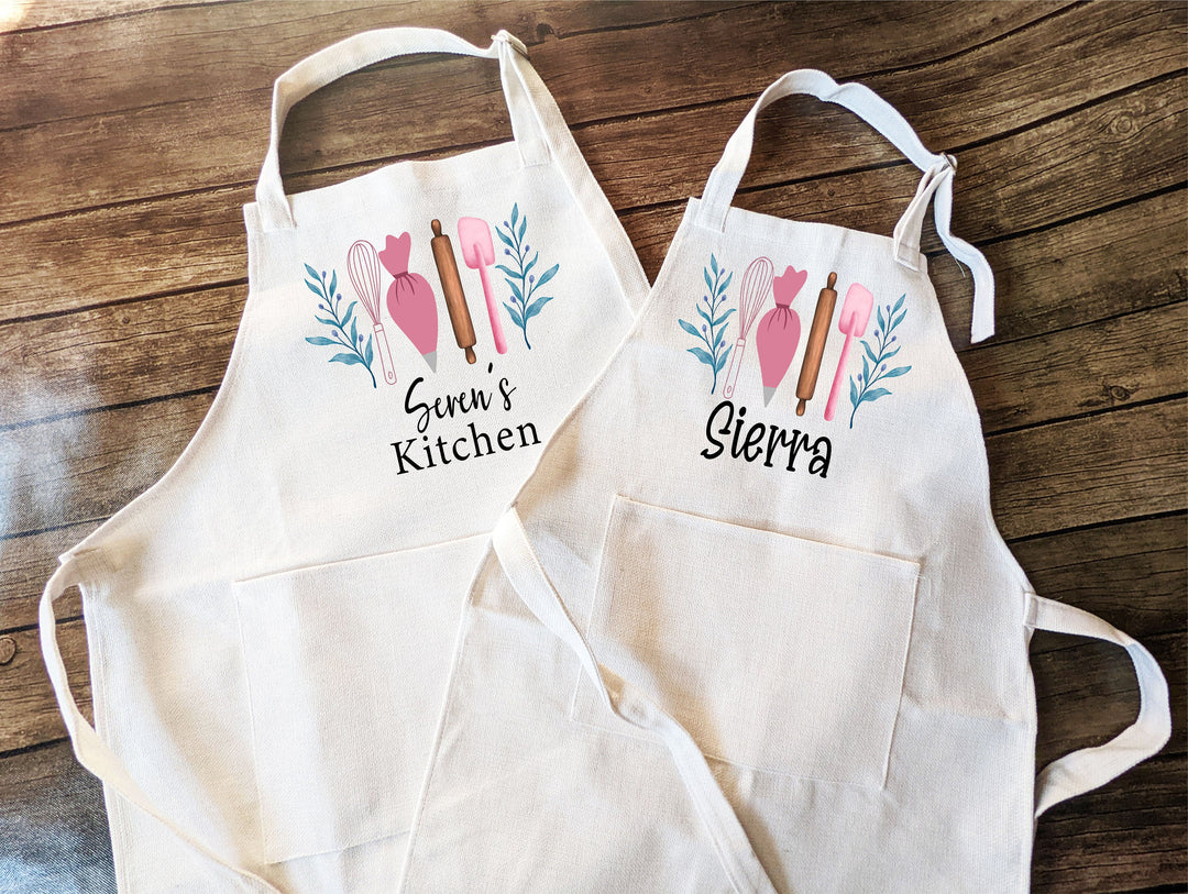 Personalized Apron for Women and Kids Custom Apron with Pockets