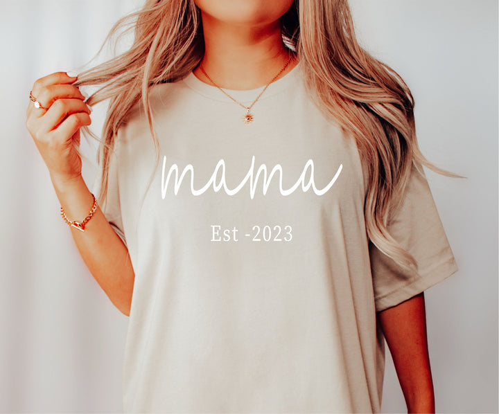 Mama shirt with Est year 2023 ,Shirt gift for her ,new mama gift shirt, Retro floral mama shirt, Mothers day gift shirt , Mom year shirt