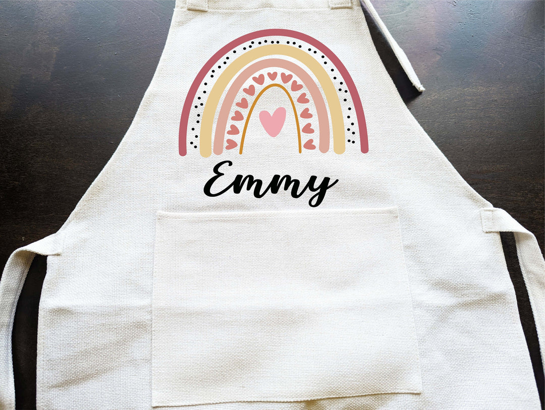 Personalized Rainbow Kids Apron with Adjustable Strap