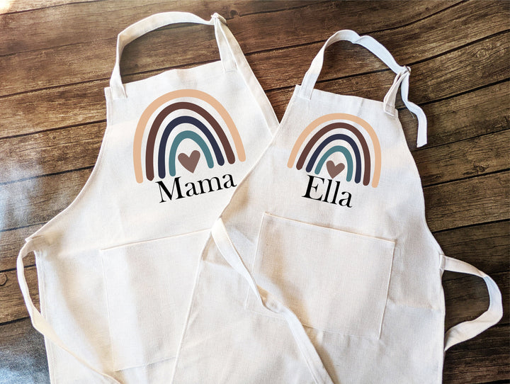 Rainbow kids apron Personalized with Pocket and adjustable strap | Custom kids apron | Toddler Kid Baking apron Gift for grandkids birthday