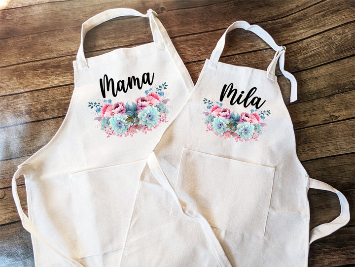 Personalized aprons&nbsp;Adult and kids| Custom Mommy daughter matching baking apron | Mom Son Matching&nbsp;apron | Family matching baking apron