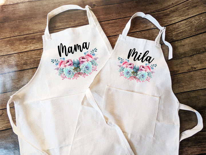 Personalized Aprons Adult and Kids Custom Mommy Daughter Matching