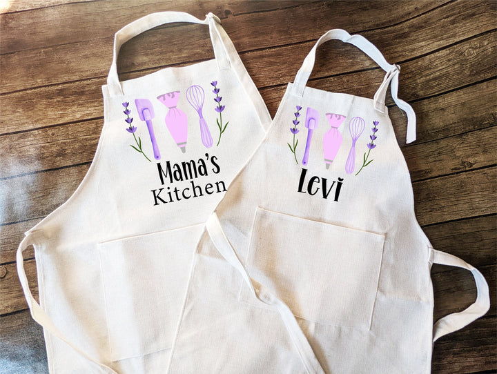 Personalized apron for kids Adult with Pocket Mom daughter matching baking apron kids birthday gift Adult Child baking apron Cooking kid