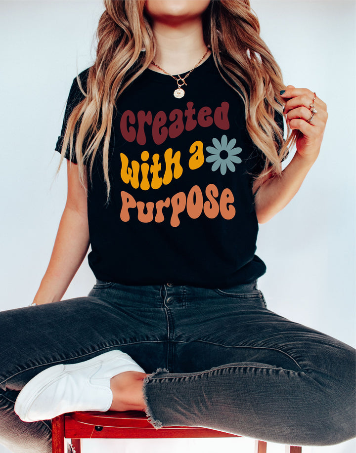 Retro created with a purpose shirt ,Shirt gift for her ,Christian mama shirts ,Mama shirts, Mothers day gift shirt , Religious mama shirt