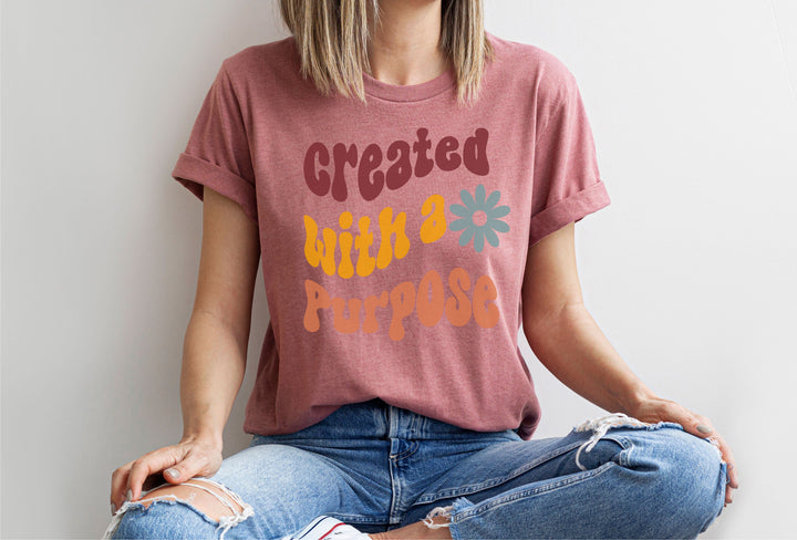 Retro created with a purpose shirt ,Shirt gift for her ,Christian mama shirts ,Mama shirts, Mothers day gift shirt , Religious mama shirt