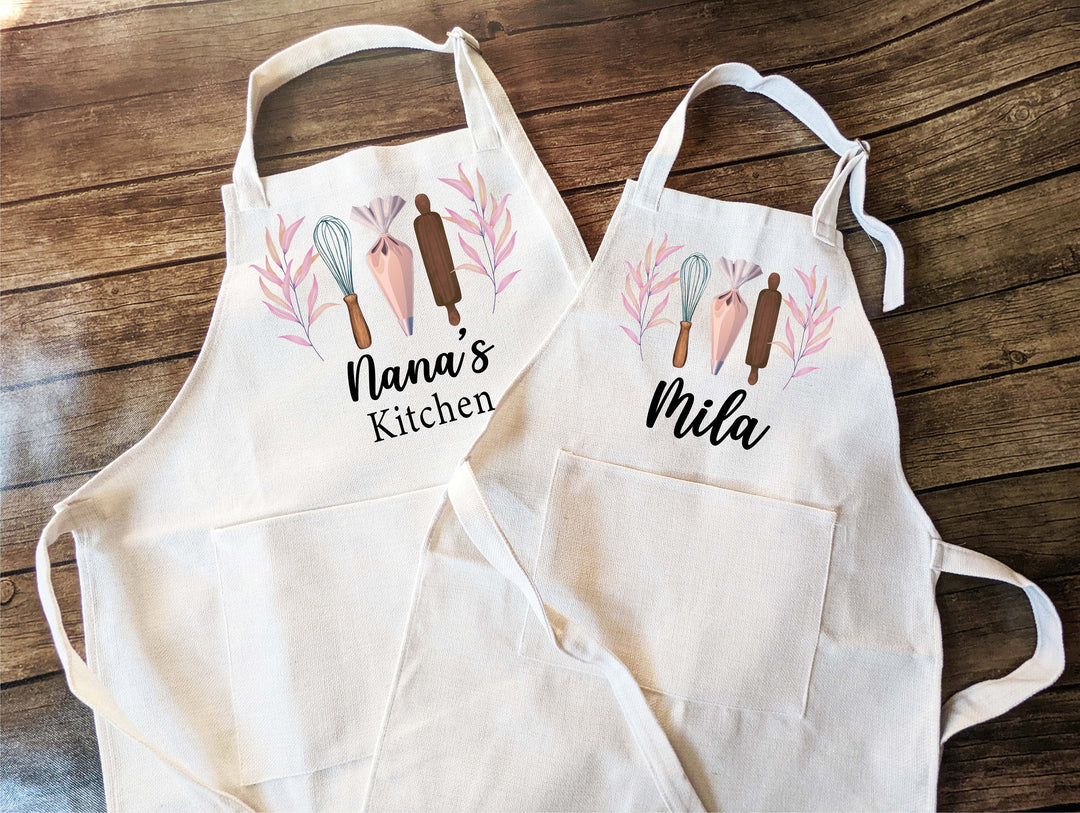 Personalized apron for women kids with Pocket | Mom daughter matching baking apron | kids birthday gift | Baking Apron |Custom Cooking Apron