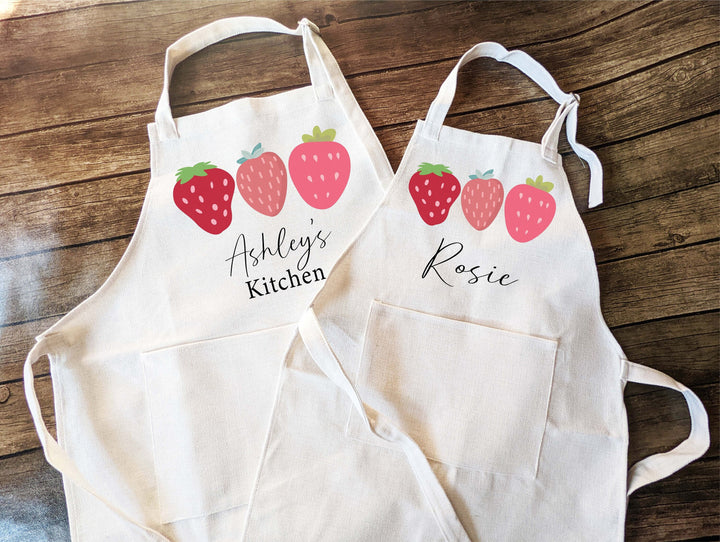 Personalized Apron for Women & Kids with Pocket, Gift Set